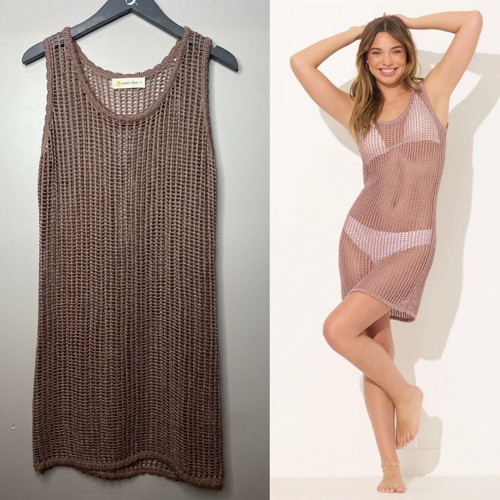 NWT Ocean Drive Lurex Coverup Tank Dress.